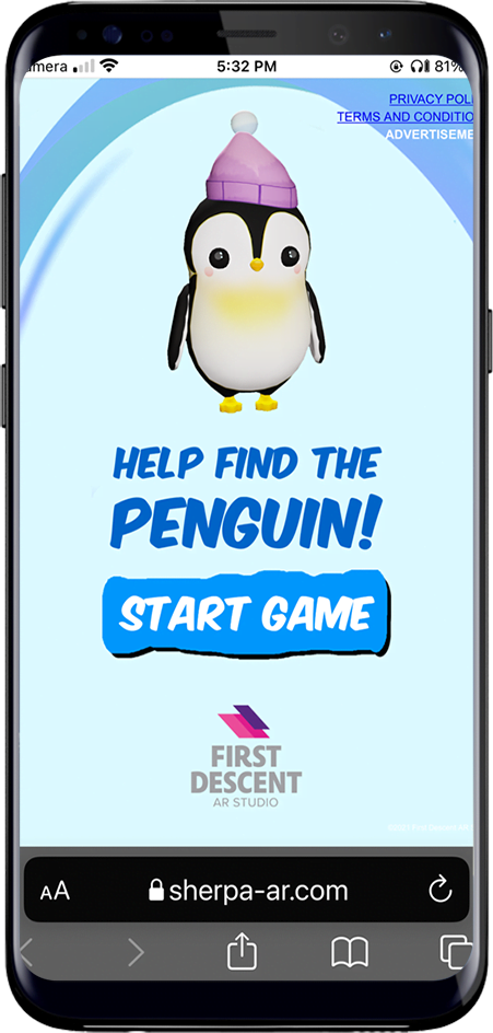 Find the penguin start game screen